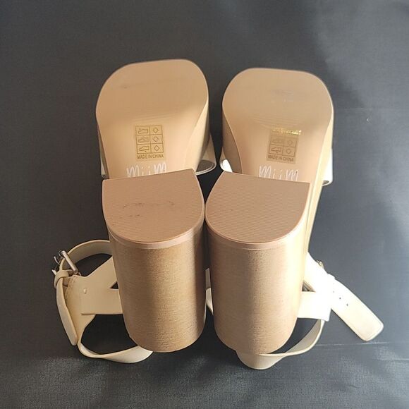 BRAND NEW MI,IM LOS ANGELES LEATHER WOODEN PLATFORM HIGH HEEL SANDALS - Picture 13 of 16